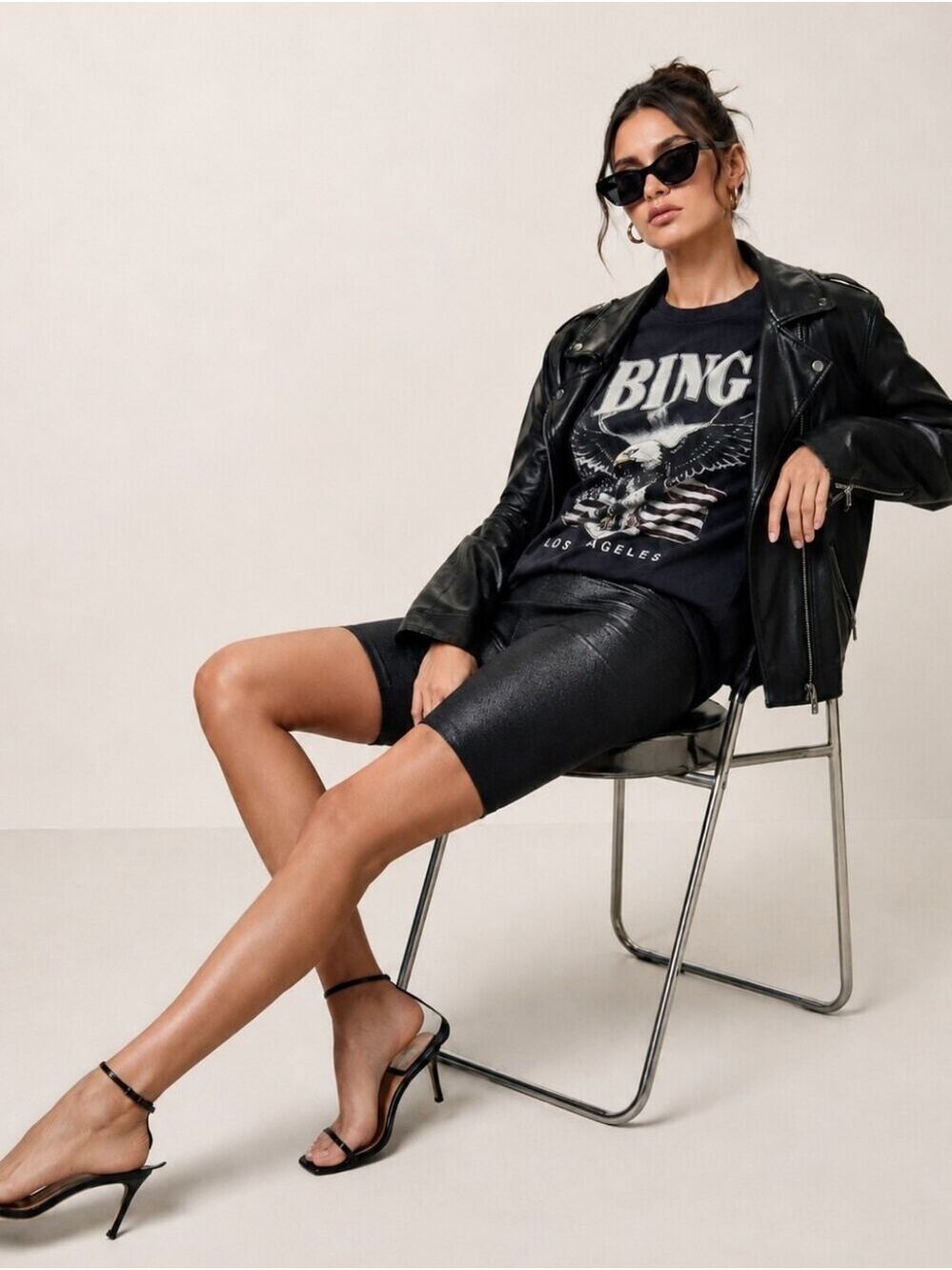 Black Bike Shorts Shimmer  Textured L Stretch Moto Festival Clubwear Streetwear